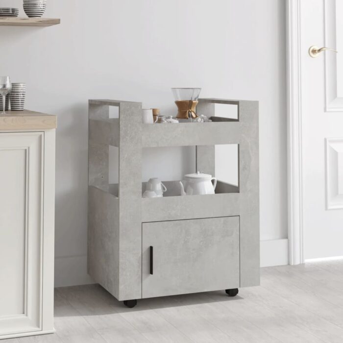 Chariot de cuisine Gris béton 60x45x80 cm Bois d'ingénierie – Image 1