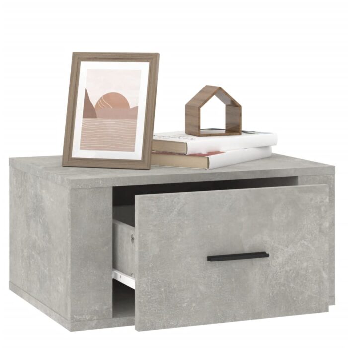 Table de chevet murale Gris béton 50x36x25 cm – Image 3