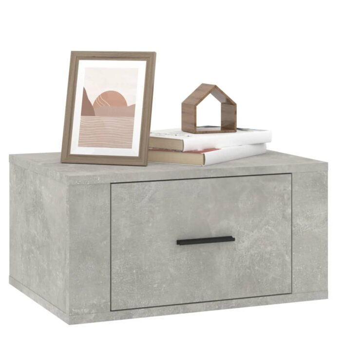 Tables de chevet murales 2 pcs Gris béton 50x36x25 cm – Image 2