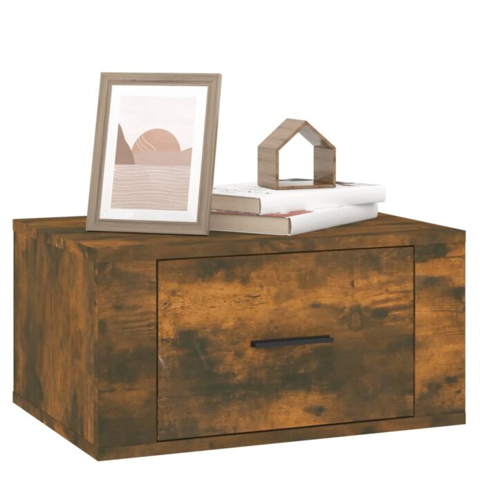 Table de chevet murale Chêne fumé 50x36x25 cm – Image 2