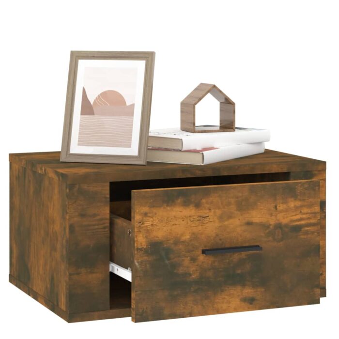 Table de chevet murale Chêne fumé 50x36x25 cm – Image 3