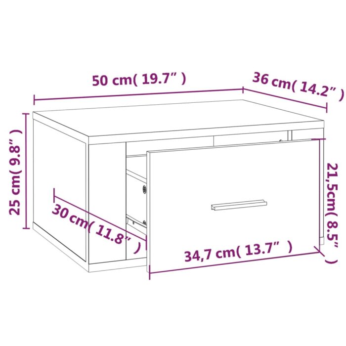 Tables de chevet murales 2 pcs Sonoma gris 50x36x25 cm – Image 9