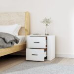 Table de chevet murale Blanc 50x36x47 cm – Image 2