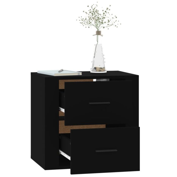 Table de chevet murale Noir 50x36x47 cm – Image 3