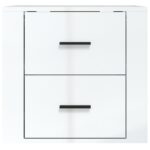 Table de chevet murale Blanc brillant 50x36x47 cm – Image 4