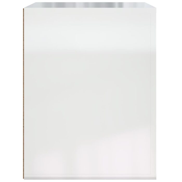 Table de chevet murale Blanc brillant 50x36x47 cm – Image 5