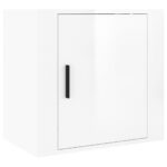 Tables de chevet murales 2 pcs Blanc brillant 50x30x47 cm – Image 3
