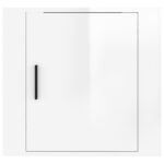Tables de chevet murales 2 pcs Blanc brillant 50x30x47 cm – Image 4