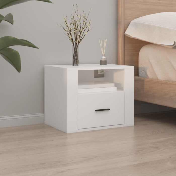 Table de chevet murale Blanc 50x36x40 cm – Image 1
