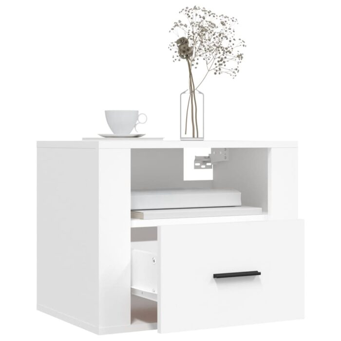 Tables de chevet murales 2 pcs Blanc 50x36x40 cm – Image 2