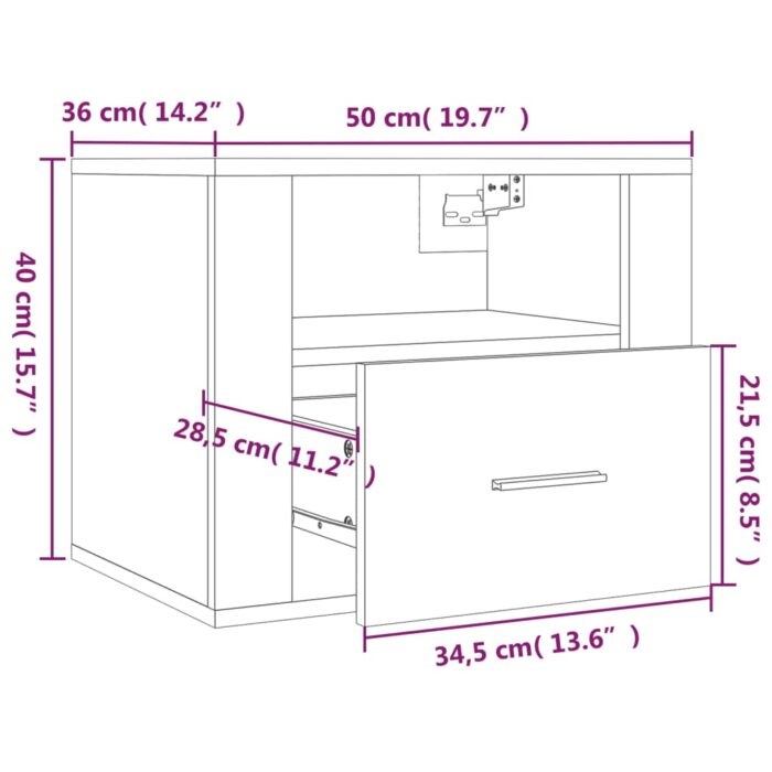 Tables de chevet murales 2 pcs Blanc 50x36x40 cm – Image 9