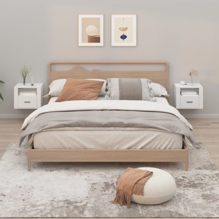 Tables de chevet murales 2 pcs Blanc 50x36x40 cm – Image 1