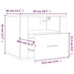 Table de chevet murale Noir 50x36x40 cm – Image 8