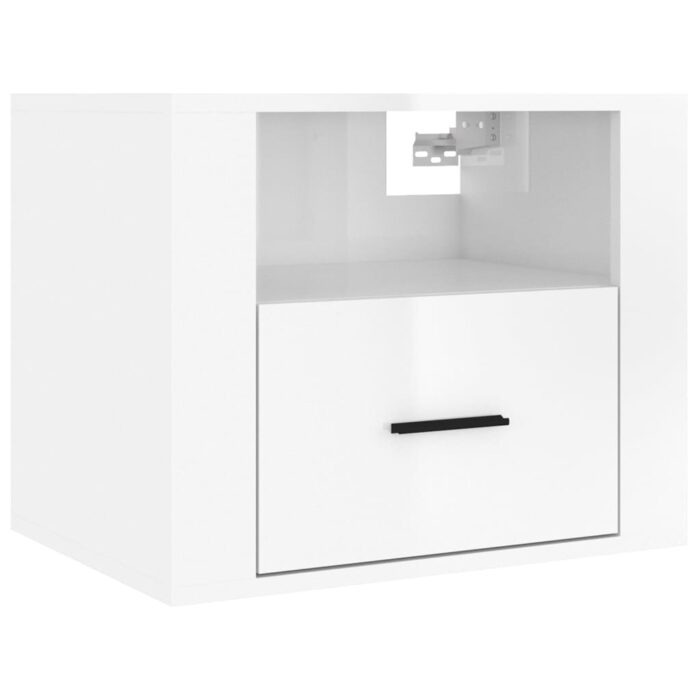Tables de chevet murales 2 pcs Blanc brillant 50x36x40 cm – Image 3