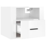 Tables de chevet murales 2 pcs Blanc brillant 50x36x40 cm – Image 5