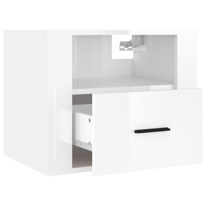 Tables de chevet murales 2 pcs Blanc brillant 50x36x40 cm – Image 5