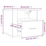 Tables de chevet murales 2 pcs Blanc brillant 50x36x40 cm – Image 9