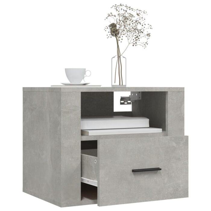 Table de chevet murale Gris béton 50x36x40 cm – Image 2