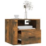 Table de chevet murale Chêne fumé 50x36x40 cm – Image 2