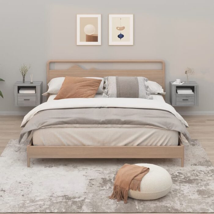 Tables de chevet murales 2 pcs Sonoma gris 50x36x40 cm – Image 1