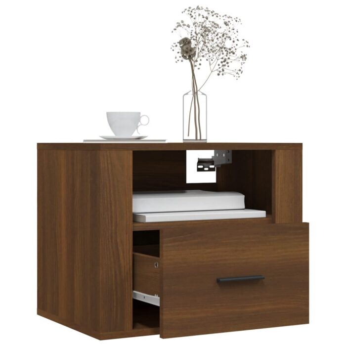 Table de chevet murale Chêne marron 50x36x40 cm – Image 2