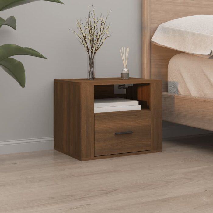 Table de chevet murale Chêne marron 50x36x40 cm – Image 1