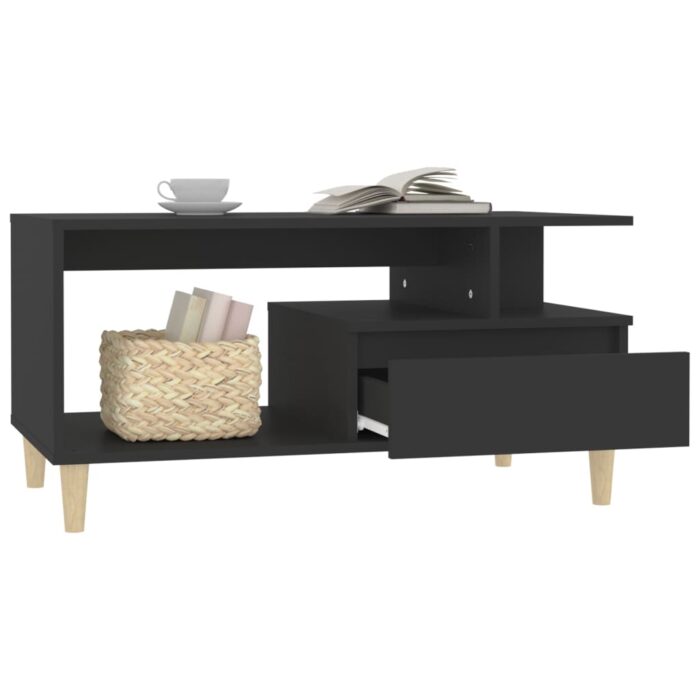Table basse Noir 90x49x45 cm Bois d'ingénierie – Image 2