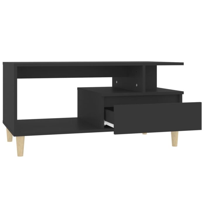 Table basse Noir 90x49x45 cm Bois d'ingénierie – Image 4