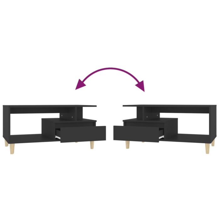 Table basse Noir 90x49x45 cm Bois d'ingénierie – Image 6