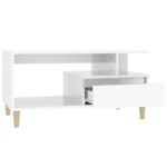 Table basse Blanc brillant 90x49x45 cm Bois d'ingénierie – Image 4
