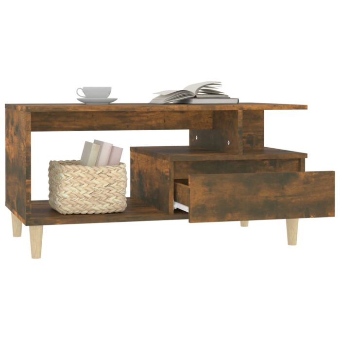 Table basse Chêne fumé 90x49x45 cm Bois d'ingénierie – Image 2