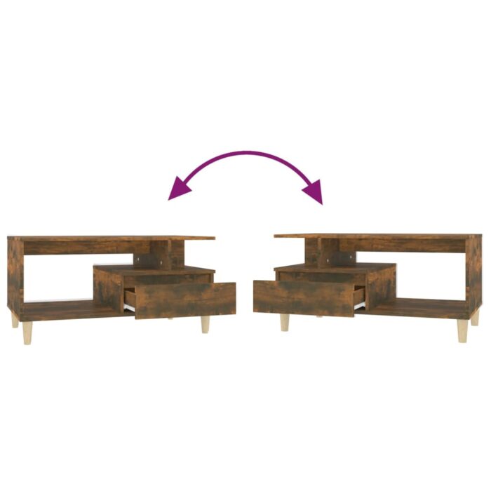 Table basse Chêne fumé 90x49x45 cm Bois d'ingénierie – Image 6