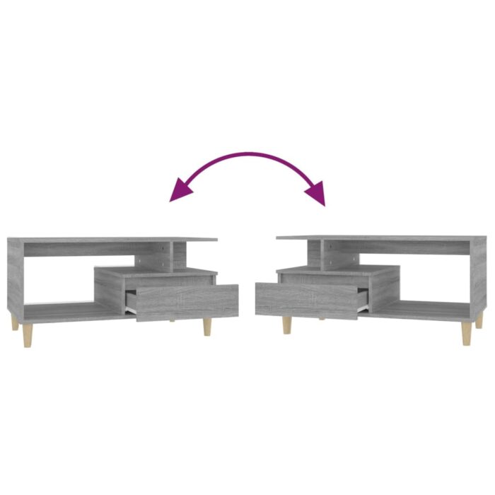 Table basse Sonoma gris 90x49x45 cm Bois d'ingénierie – Image 6