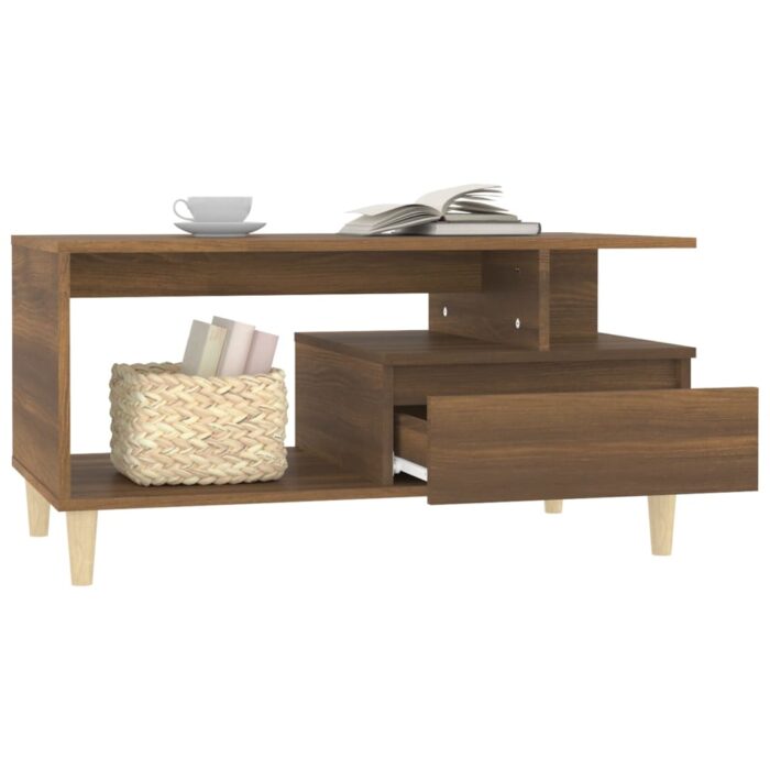 Table basse Chêne marron 90x49x45 cm Bois d'ingénierie – Image 2