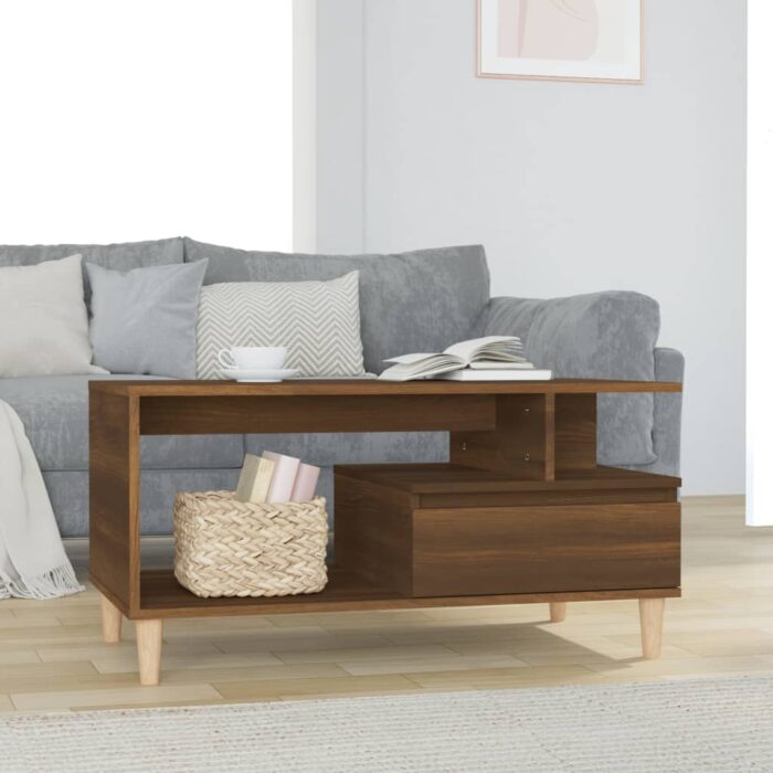 Table basse Chêne marron 90x49x45 cm Bois d'ingénierie – Image 1