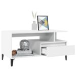 Table basse Blanc 90x49x45 cm Bois d'ingénierie – Image 2