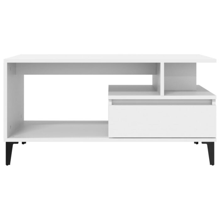 Table basse Blanc 90x49x45 cm Bois d'ingénierie – Image 3