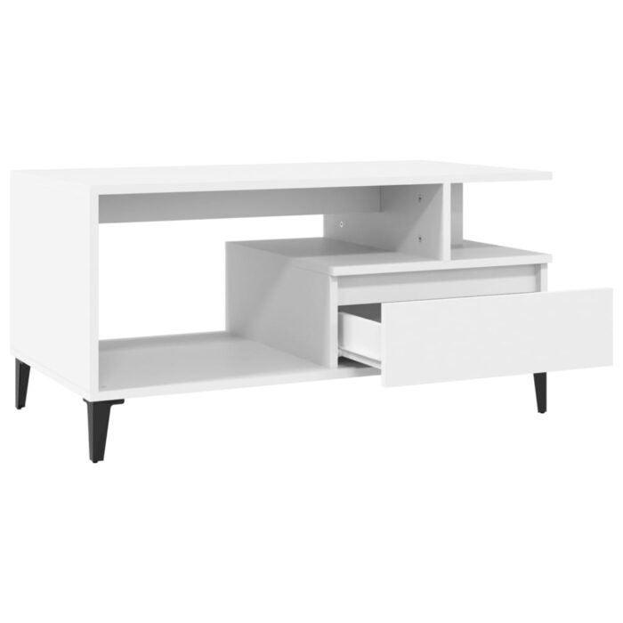 Table basse Blanc 90x49x45 cm Bois d'ingénierie – Image 4