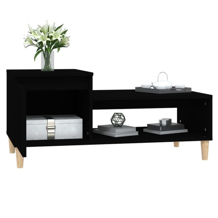 Table basse Noir 100x50x45 cm Bois d'ingénierie – Image 2