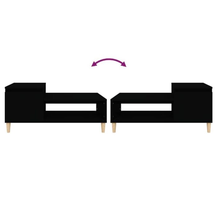 Table basse Noir 100x50x45 cm Bois d'ingénierie – Image 6