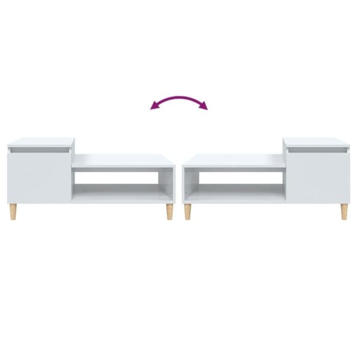 Table basse Blanc brillant 100x50x45 cm Bois d'ingénierie – Image 6