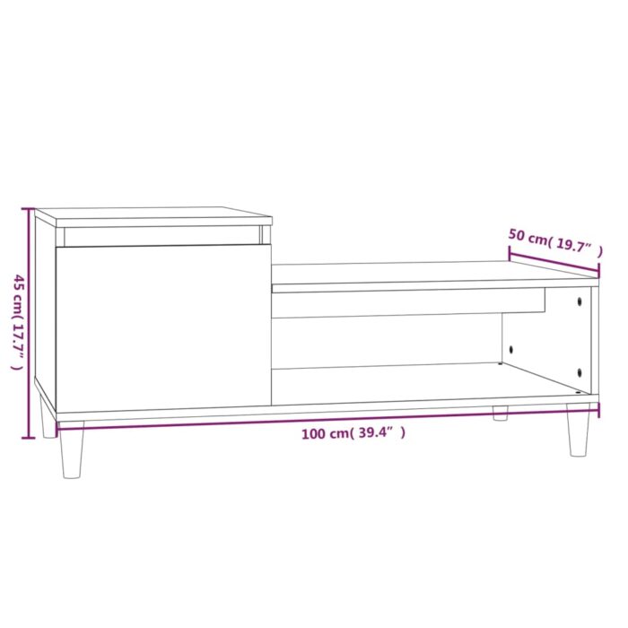 Table basse Gris béton 100x50x45 cm Bois d'ingénierie – Image 8