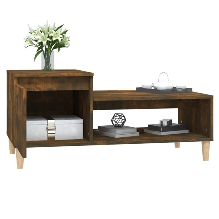 Table basse Chêne fumé 100x50x45 cm Bois d'ingénierie – Image 2