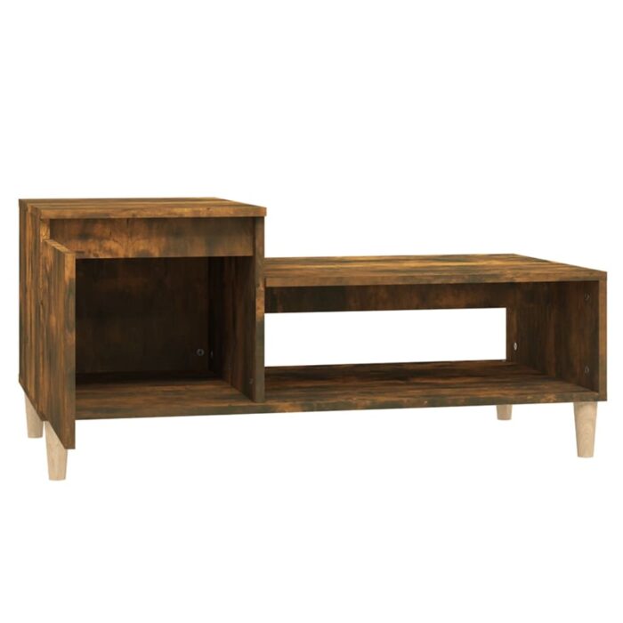 Table basse Chêne fumé 100x50x45 cm Bois d'ingénierie – Image 4