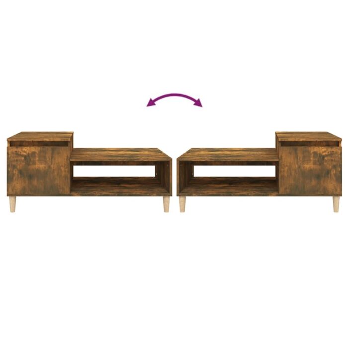Table basse Chêne fumé 100x50x45 cm Bois d'ingénierie – Image 6