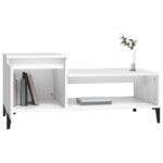 Table basse Blanc 100x50x45 cm Bois d'ingénierie – Image 2