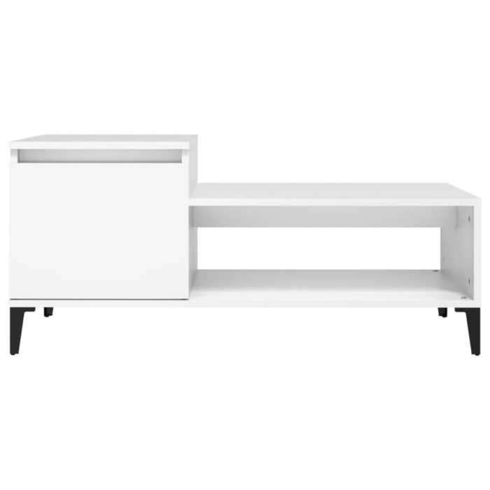 Table basse Blanc 100x50x45 cm Bois d'ingénierie – Image 3