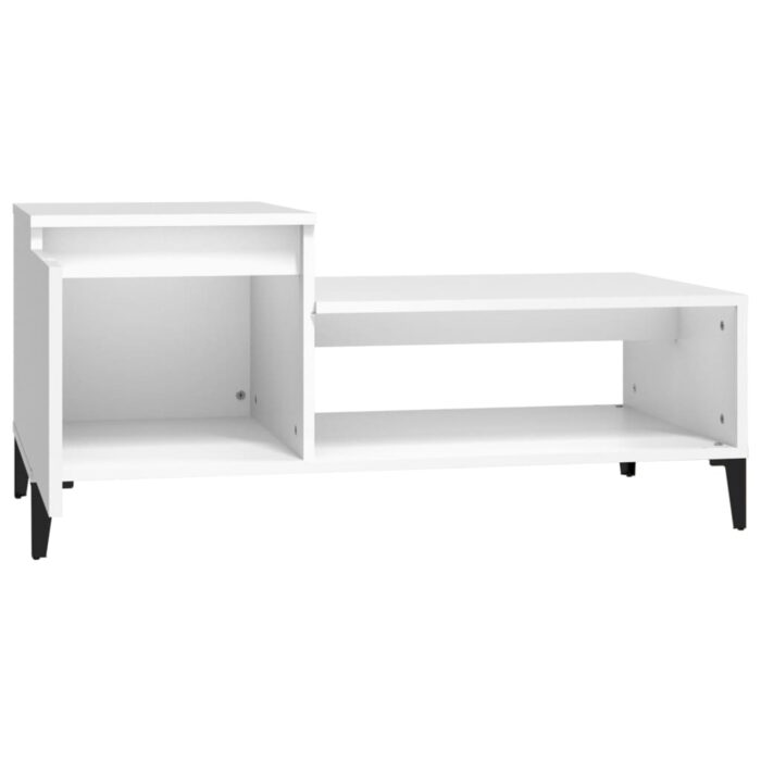 Table basse Blanc 100x50x45 cm Bois d'ingénierie – Image 4
