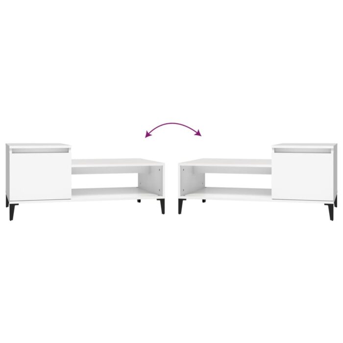 Table basse Blanc 100x50x45 cm Bois d'ingénierie – Image 6