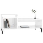 Table basse Blanc brillant 100x50x45 cm Bois d'ingénierie – Image 2